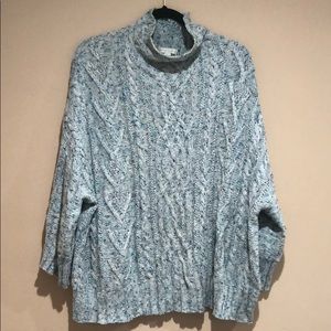 NY&Co Blue Knit Wide Sleeve Mock Neck Sweater